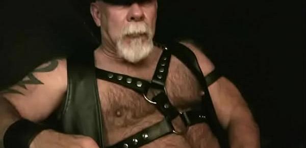  Watching Leather Daddy Jerking Off